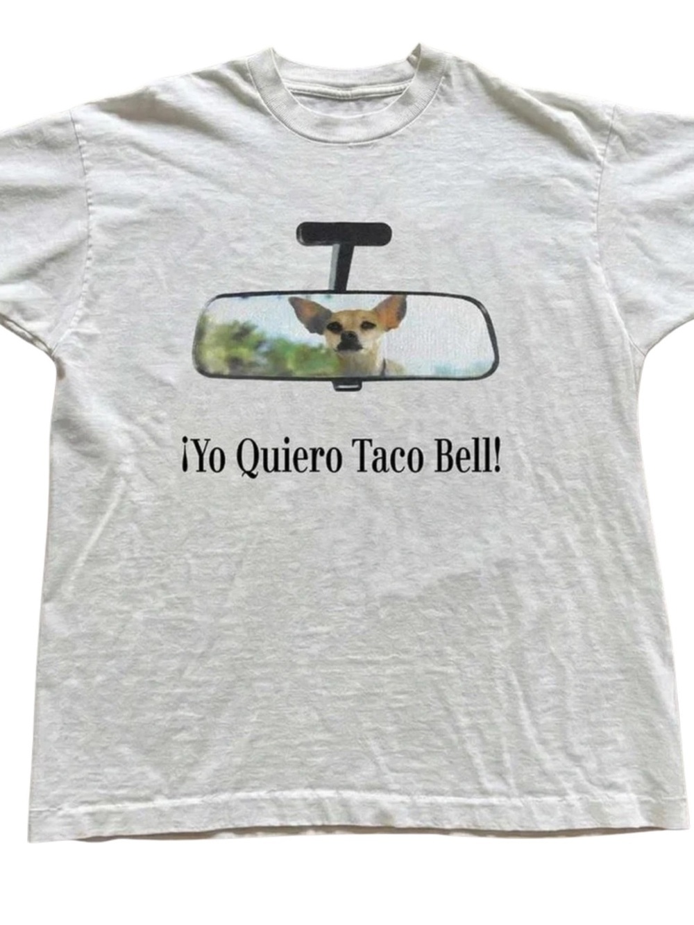 Gildan White T‑Shirt with Rearview Chihuahua Graphic